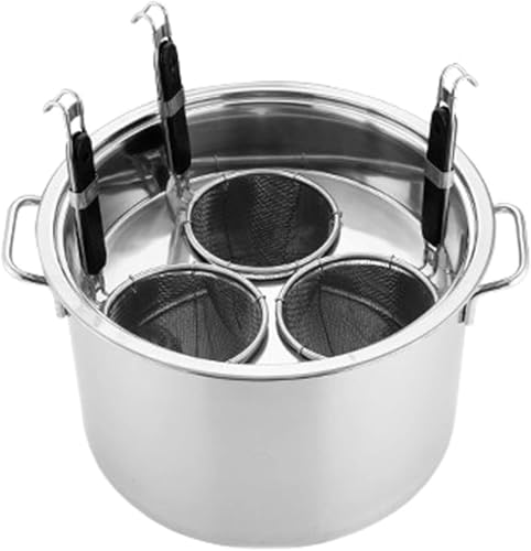 RUHEN Olla para Pasta con colador, Juego de Acero Inoxidable, Olla Multifuncional con colador, diseño de 3/4/5 Orificios