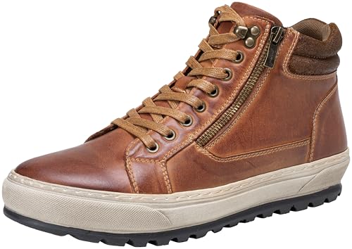 Image of Jousen Mens Casual Shoes Premium Leather Side Zipper High Top Boots Fashion Sneakers for Men