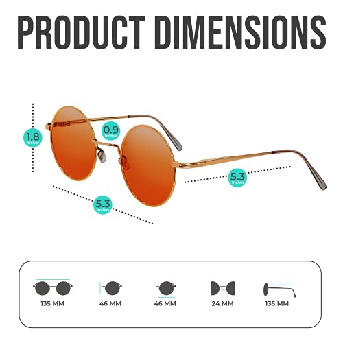 Image of Retro Round Sunglasses Small Colored Lens Hippie Glasses