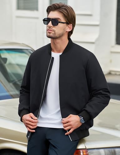 Cotrasen Men's Bomber Jacket Fall Winter Warm Windbreaker Full Zip Windproof Casual Padded Coats3