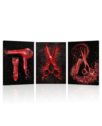 KSZZYXWS 3 Piece Hair Salon Wall Art Salon Decor Barber