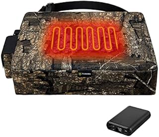 TIDEWE Hunting Seat Cushion Heated with Battery Pack, Water Resistant Hunting Seat for Tree Stand & Ladder Stand, Warm Seat Pads for Hunting, Ice Fishing, Hiking, Camping (Realtree Timber Camo)