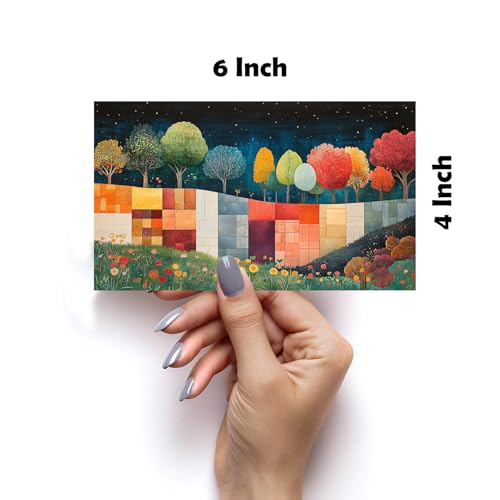 Image of SiddArtify Colorful Landscape Wall Art Prints Set - Modern Tree Poster Decor for Living Room Bedroom Office - Set of 2-4x6 Inch - Board (Pack of 6) - Sticker (Pack of 6)