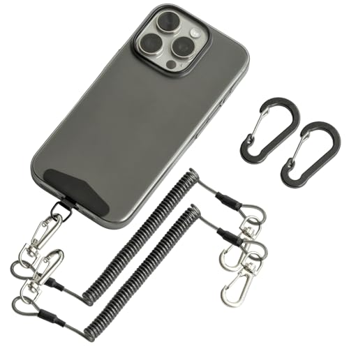 Lanière téléphone extensible noire universelle compatible iPhone anti-vol muuee