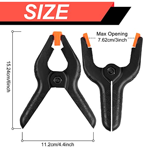 Image of 4 Pack Spring Clamps, 6inch Plastic Clips, Backdrop Clips, Big Clamps Heavy Duty, Spring Clips for Crafts, Backdrop Stand, Woodworking, Photography Studios (Black)
