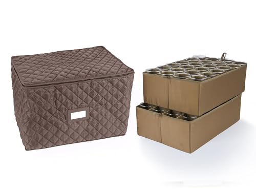Covermates Keepsakes - Adjustable Glassware Storage - Padded Protection - ID Window - Stain Resistant - Machine Washable - China Storage, Bronze