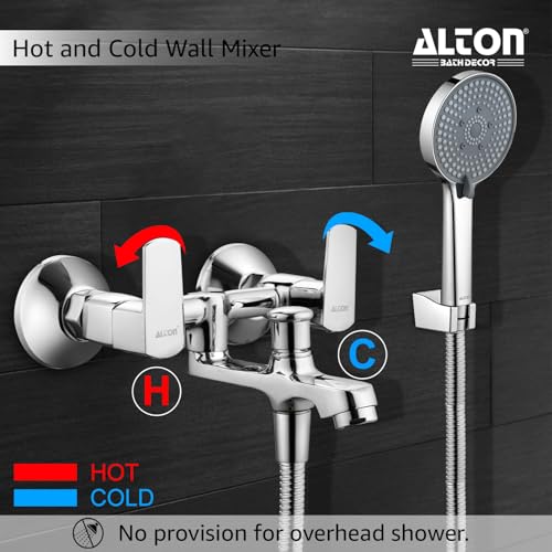Image of ALTON QDRL5900 Brass, Wall Mixer With 5-Function Hand Shower & 1.5 Meter Tube, Chrome Finish
