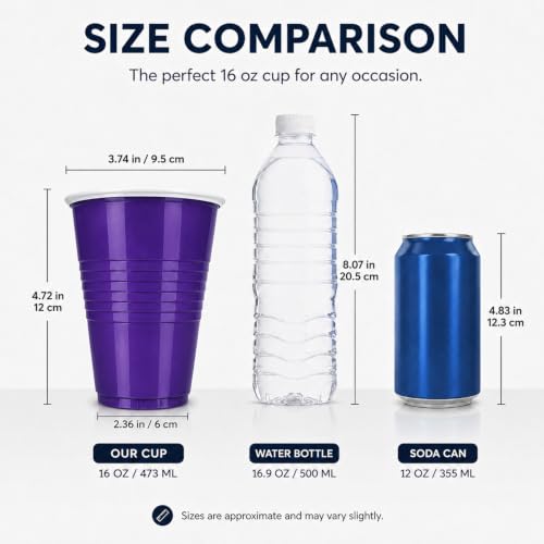Image of Rozi Decoration 20 pcs, 16 Oz Purple Beer Pong Glasses, Drinking Party Cups