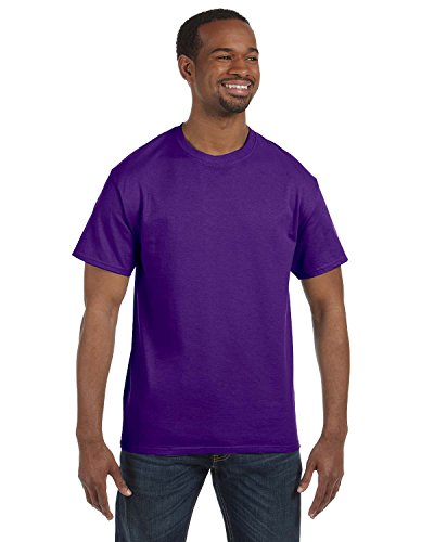 Gildan Men's Heavy Taped Neck T-Shirt - 100% Cotton Jersey Tee, Purple, Size 4XL