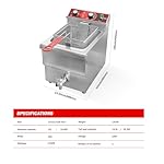 Deep Fryer 12L Large Electric Fryer with Oil Drain and Timer Deep Fryer with Basket and Lid Stainless Steel Countertop fryer Commercial Fryer for Restaurant and Home Kitchen 120V 1750W - Image 5
