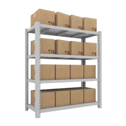 EazyRack スチールラック 4段 メタルシェルフ 業務用 倉庫 棚 大型 物置棚 キャスター付き 高さ調整 耐荷重200kg/段 ガレージ 収納 奥行60CM 幅120CM 高さ150CM ホワイト