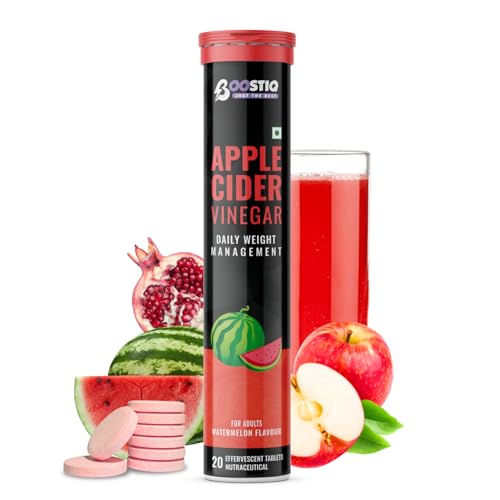 Image of Apple Cider Vinegar Effervescent Tablet - For Weight Loss With Pomegranate Extract, Vitamin B6 & B12 For Refreshing Detox & Metabolism Boost, No added Sugar (20 count (Pack of 1), Watermelon)