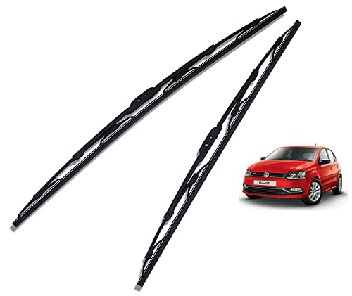Image of Euro Care Metal Type Wiper Blade Compatibility with Polo GT Windshield Car Wiper Blade Size D-24,P-16