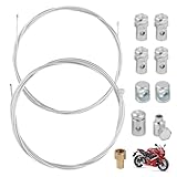 2m Câble d Accélérateur et d Embrayage Universel de Ø2mm, Cable Embrayage Moto, Cable de Frein Vélo, Cable Traction Tondeuse, Argent, avec Serre-Câble, pour Moto, Tondeuse, Quad, Facile à Installer