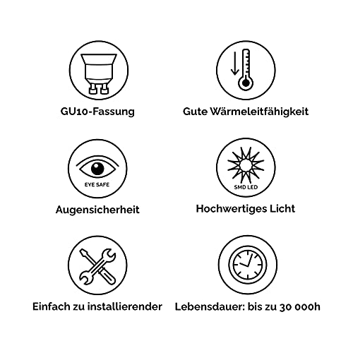 LUMILED GU10 LED, 3W 270 Lumen Leuchtmittel, 3000K warmweiß Birne Lampe Strahler Spot, ersetzt 30W Halogenlampen, 120… – Bild 7