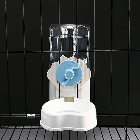 猫 ボウル ペット用吊り下げ式自動給餌器 子猫 チンチラ ハリネズミ モルモット フェレット用 飲水ボウル ウサギ用給餌器と給水セット ケージ猫用フードボウル 給餌ステーション 子犬(Blue water)
