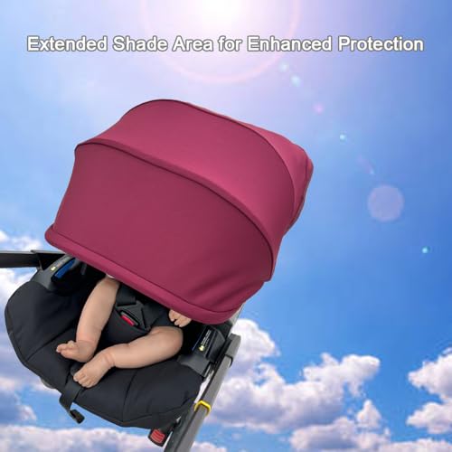 Image of Stroller Accessories Replacement Canopy Compatible with Doona+ and Doona i Car Seats & Strollers, Larger Sunshade, Durable Fabric (Wine red)