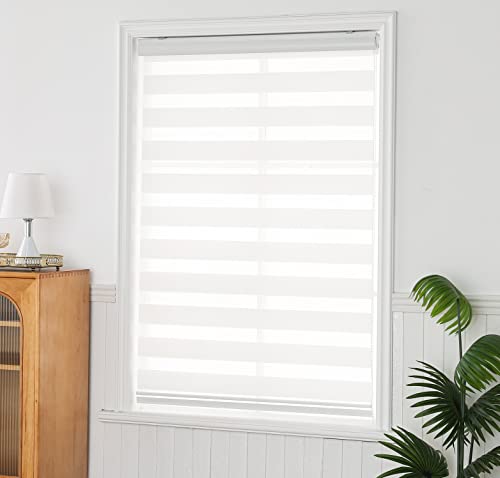 QiBoYuYe Day Night Blind Zebra Roller Blinds Blackout Window Curtain For Bedroom Door Windows Aluminium Cassette Translucent Vision Curtains (White Width 65cm X Height 150 cm) - Image 3