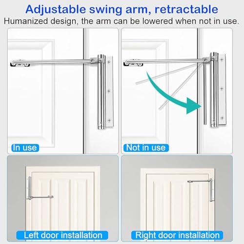 Image of Spring Door Closer for Home,Adjustable Automatic Door Closers for Light Weight Door,Automatic Door Closure,Use to Wooden Door,Metal Door,Security Door
