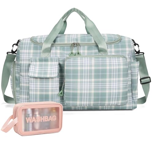 Image of Small Gym Bag for Women, Travel Duffle Bag Carry On Weekender Bag with Shoe Compartment