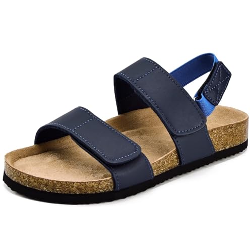 Image of Torotto Girls Boys Sandals with Cork Footbed Adjustable Straps Summer Glitter Slides Sandals Open Toes Flat for Kids Toddler