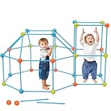 YULEYU Fort Building Kit para niños, 81 piezas DIY Castillo Construir Tienda de campaña para interiores y exteriores, juguete STEM BAU, regalo educativo para niñas y niños