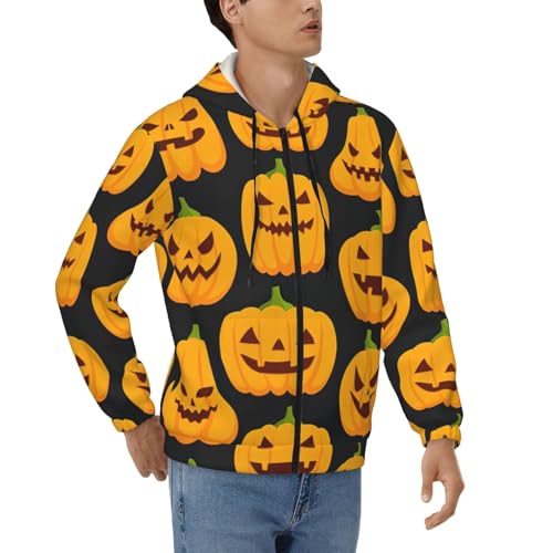 Sweat à capuche zippé Halloween EdWal pour homme motif citrouille