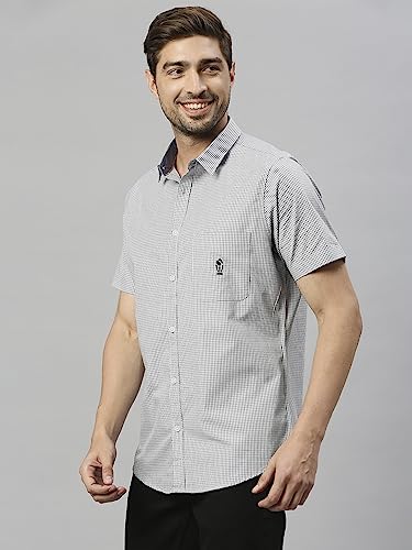 Image of Thomas Scott Mens | Half Sleeve Checkes | Printed | Slim Fit | 100% Cotton | Spread Collar | Shirts