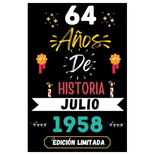 CUADERNO, 64 AÑOS DE HISTORIA JULIO 1958 EDICIÓN LIMITADA: Regalo de 64 cumpleaños para mujeres y hombres, ideas de 64 cumpleaños... un cumpleaños... ... regalo de 64 cumpleaños para él/ella.
