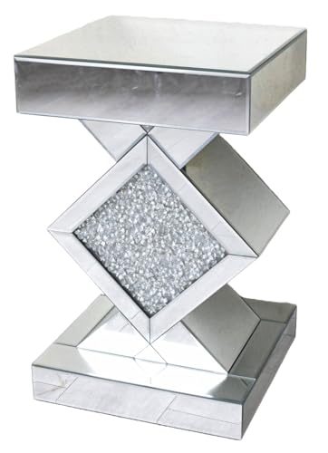 Vic568 Palazzo Table console miroir avec cadre en diamant – Meuble en verre élégant et moderne