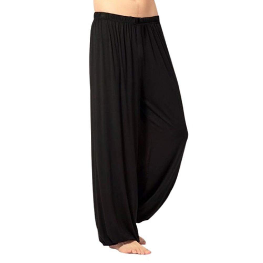 Unique Design Style Relaxed Stylish Eye-catching Men's Casual Solid Color Baggy Trousers Belly Dance Yoga Harem Pants Slacks