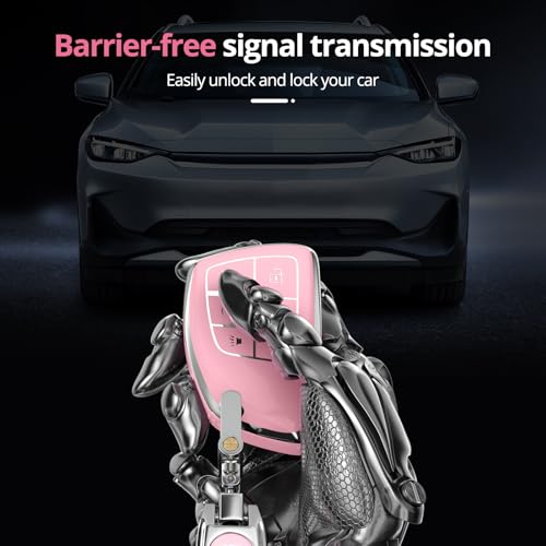 Image of for Chevy Key Fob Cover with Keychain.TPU Keyshell No Screws Required for Installation. Compatible with 2021-2025 Silverado Sierra Tahoe GMC Yukon Suburban Denali(Sakura Pink-6 Buttons, 6-Buttons)