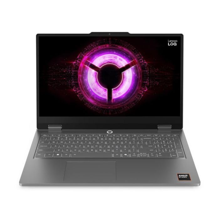 Lenovo LOQ Essential Gaming AI Ordinateur portable | 15,6" FHD 144 Hz | NVIDIA GeForce RTX 5050 8 Go GDDR7 | AMD Ryzen 7 170 | 16 Go RAM | 512 Go SSD | No OS | QWERTY | Éclairage blanc | Gris