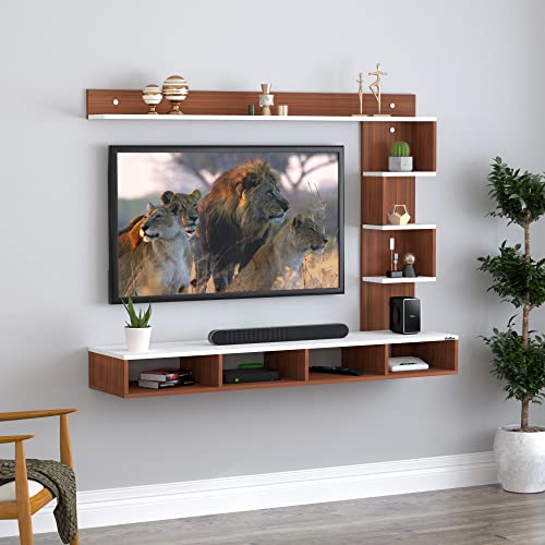 Anikaa Larisa Engineered Wood Wall Mount TV Unit/TV Stand/TV Cabinet/TV Entertainment Unit/Set Top Box Stand (Ideal for 43 Inch) (D.I.Y) (Walnut White) Anikaa Larisa Engineered Wood Wall Mount TV Unit/TV Stand/TV Cabinet/TV Entertainment Unit/Set Top Box Stand (Ideal for 43 Inch) (D.I.Y) (Walnut White)