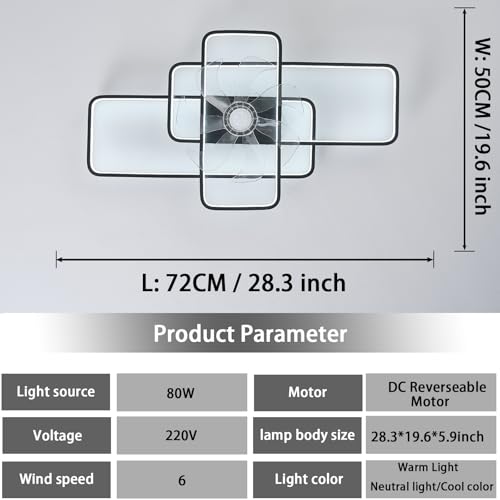 Ventilateur de plafond moderne avec éclairage LED réglable et télécommande - 8