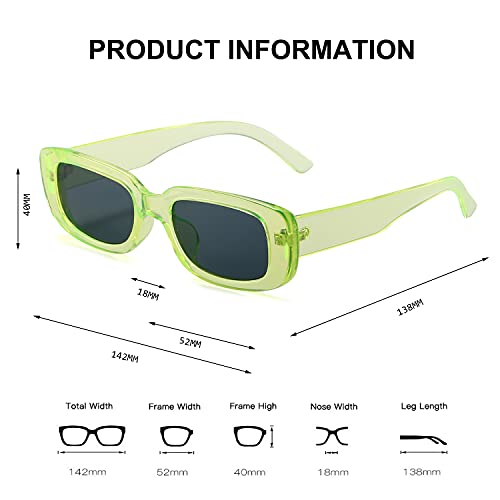 Image of BUTABY Rectangle Sunglasses for Women Retro Driving Glasses 90's Vintage Fashion Narrow Square Frame UV400 Protection