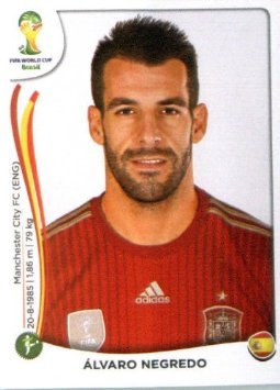 2014 Panini World Cup Soccer Sticker # 126 Alvaro Negredo Team Spain