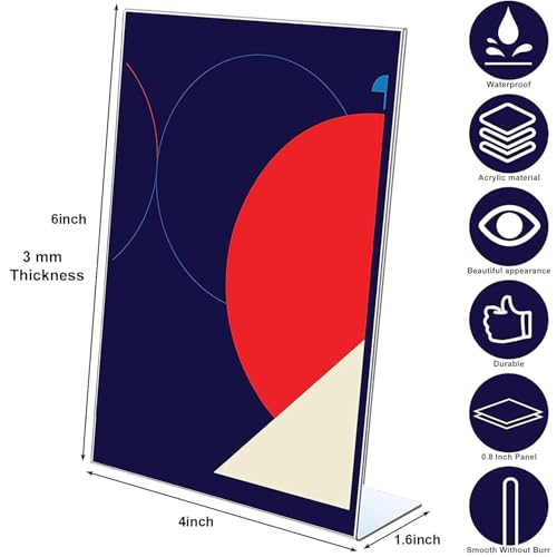 Image of Shuban Acrylic Sign Holder L Shape Double Sided Portrait Style Menu Ad Frame Display Stand (L- Shape 04 x 06 Inch-(6Pcs))