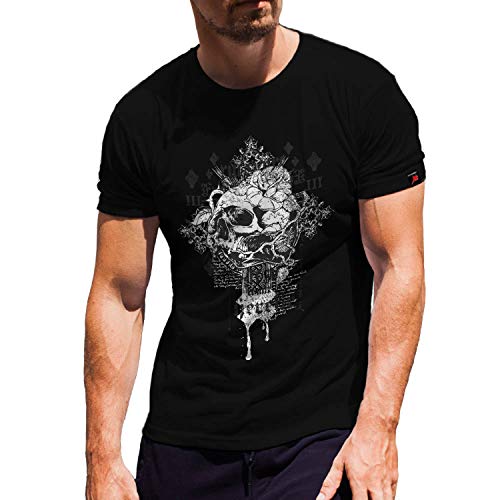 T-shirt tête de mort noir 30546 look rock branché pour vos sorties