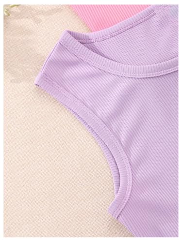 Milumia Girl's 3 Pcs Tank Shirts Round Neck Sleeveless Solid Casual Tops4