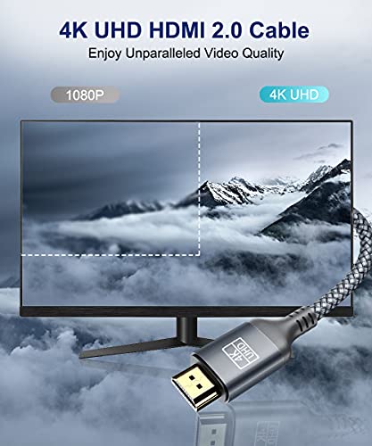 4K HDMI Cable 25ft, AkoaDa Braided HDMI Cable, High Speed HDMI Cables 2.0, Ethernet Function, 4K @ 60Hz, Ultra HD, 2K, 1080P, ARC & CL3 for Laptop, Monitor, PS5, PS4, TV, & More