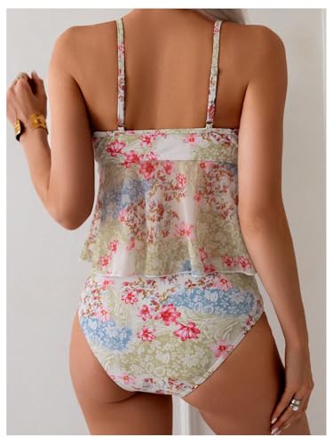 SOLY HUX Women's Floral Tankini Swimsuits 2 Piece Ruffle High Waisted Bathing Suits Beach Vacation Outfits2