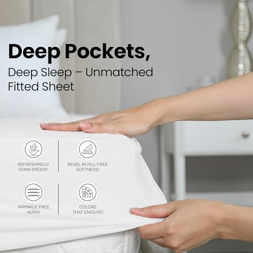 image for Utopia Bedding Queen Fitted Sheet - Bottom Sheet - Deep Pocket - Soft 