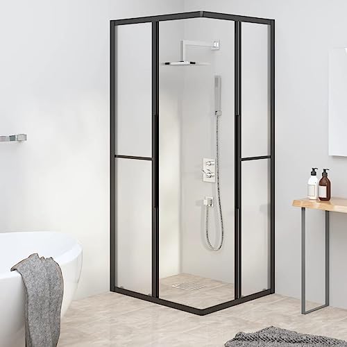 Douchecabine verre mat de sécurité ESG profilé noir rectangulaire