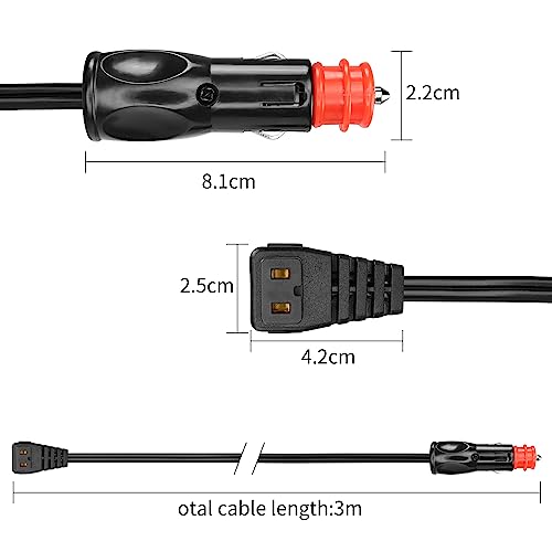 Image of YACSEJAO 12 /24V Car Cooler Cable, 16AWG 2Pin Auto Fridge Compressor Replacement Extension Cable Built in 15A Fuse Suitable for Travel, Camping or Picnics