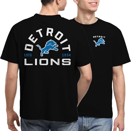Junk Food NFL - Unisex Adult Short Sleeve Fan Tee - Detroit Lions Classic Arched - Officially Licensed - Black - Medium