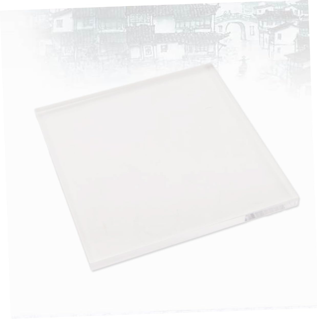 Lurrose Acrylic Stamping Block with Square Handle for Crafting Clear Stamping Pad for Scrapbooking Journals Invitations and More Easy to Clean Comfortable Grip