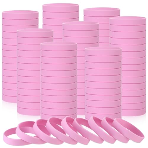 Image of Liliful 100 Pcs Silicone Rubber Wristbands Rubber Wristband Bracelet Bands for Silicone Wristbands for Women Men(Pink)