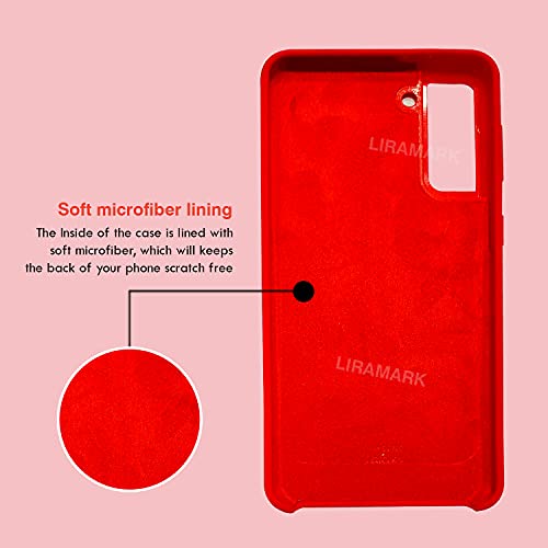 Image of LIRAMARK Liquid Silicone Soft Back Cover Case for Samsung Galaxy S21 Ultra (Red)