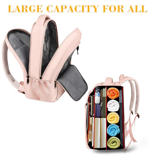 Image of MATEIN 15.6 inch Laptop Backpack, Cute Slim Computer Travel Backpack with USB Port, Carry On Casual Daypack Bag Gifts for Women Teacher Nurse, Pink